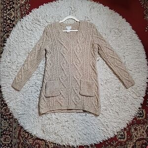 Soft Surroundings Sweater Tunic Dress Cable Knit Wool Alpaca Cashmere Blend XS